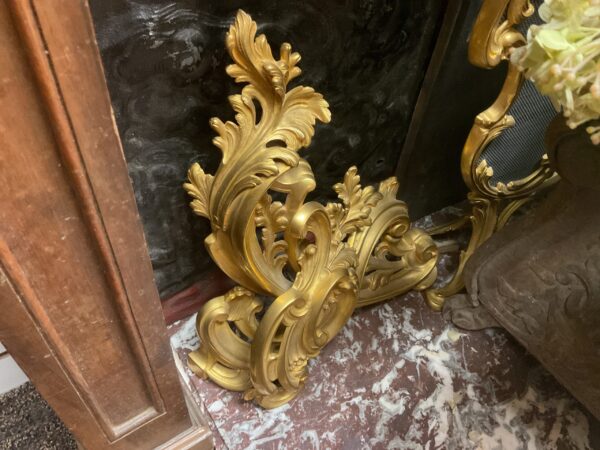 Pair of French Gilt Bronze Louis XV Chenets