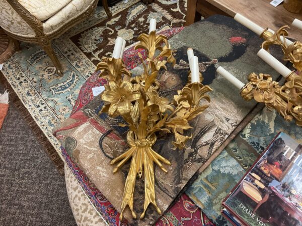 Pair of French Louis XVI Gilt Bronze Sconces - M.D. Antiques in Richardson and Dallas Tx.