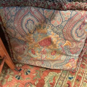 Paisley Pillow with Royal Crest - M.D. Antiques in Richardson and Dallas Tx.