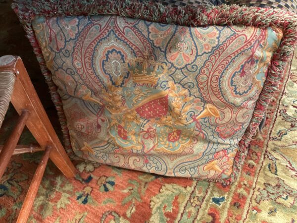 Paisley Pillow with Royal Crest - M.D. Antiques in Richardson and Dallas Tx.