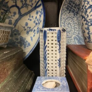 Perforated Blue and White Cricket Vase - Perforated Blue and White Cricket Vase