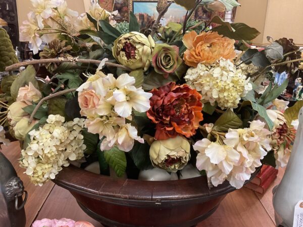 Silk Flower Arrangement in Wicker Basket