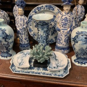 Three Piece Dutch Delft Ware 18th Century Garniture Set - M.D. Antiques in Richardson and Dallas Tx.