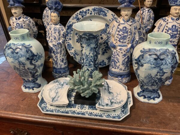 Three Piece Dutch Delft Ware 18th Century Garniture Set - M.D. Antiques in Richardson and Dallas Tx.