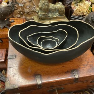 Set of Five Black Art Pottery Oval Nesting Bowls by Kate Tremel - M.D. Antiques in Richardson and Dallas Tx.