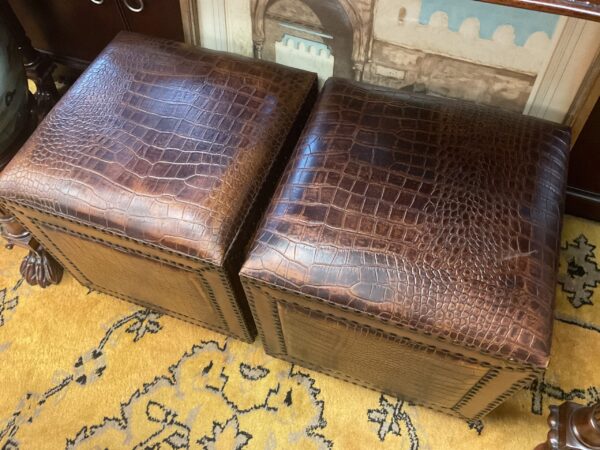 Faux Alligator Ottoman - M.D. Antiques in Richardson and Dallas Tx.