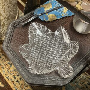 American Brilliant Cut Glass Maple Leaf Tray - M.D. Antiques in Richardson and Dallas Tx.