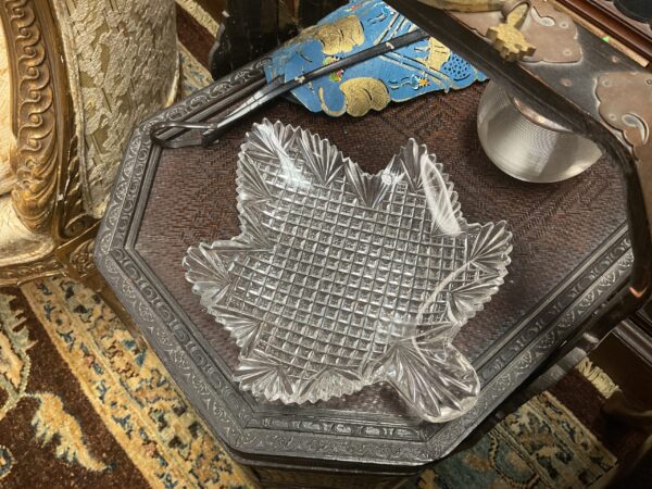 American Brilliant Cut Glass Maple Leaf Tray - M.D. Antiques in Richardson and Dallas Tx.